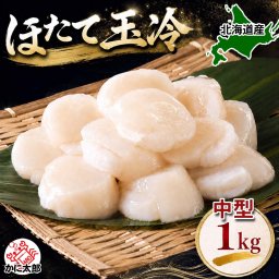 中型　冷凍ホタテ貝柱玉冷　Mサイズで1ｋｇ（26～30玉入り・刺身用）　海鮮ほたてお取り寄せ