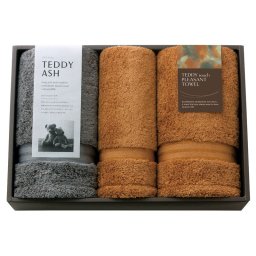 実りの秋の贈り物 もふもふタッチ フェイスタオル2P&ハンドタオル TEDDY ASH（テディアッシュ） フェイスタオル:34×75cm×2、ハンドタオル:34×34cm×1