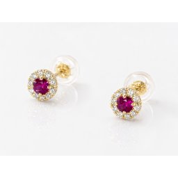 【K18ピアス】ルビーダイヤ取り巻きピアス【送料無料】