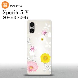 Xperia 5V Xperia 5V スマホケース 背面ケースソフトケース 花柄 ミックス B 白 2023年 10月発売 nk-xp55-tp274