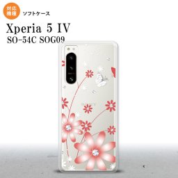 Xperia 5IV Xperia5IV スマホケース 背面ケースソフトケース 花柄 ガーベラ 透明 赤 2022年 10月発売 nk-xp54-tp072