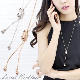 ラリエット ロングネックレス Y字 上品 レディース シルバー ゴールド シンプル