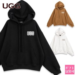 UGG アグ パーカー レディース 1171478 LOGO HOODIE ロゴ フーディー スウェット プルオーバー 長袖 オーバーサイズ ロゴアップリケ カンガルーポケット ブラック チェスナット ニンバス 黒 茶色 ホワイト XS S M