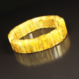 【一点物の贈り物】 高級感あふれる天然石ブレスレット［黄金に輝くオーラ］15mm一点物 ゴールド タイチンルチル バングル 38g TＢ26 開運セット 金運 金針水晶のお守り 特別な 父の日ギフト 男性への贈り物 金運のお守り