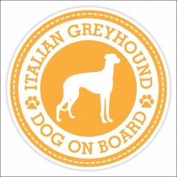 セーフティサイン ステッカー Dog on board Italian Greyhound イタリアングレーハウンド イエロー 直径13cm あおり運転 対策 カーステッカー 煽り運転対策 自動車用 屋外 屋内 防水 かわいい おしゃれ 安全対策 カーサイン 肉球マーク