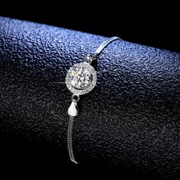 ブレスレット レディース モアサナイト ホワイト シルバー925 シルバー フリーサイズ 1ct ks002
