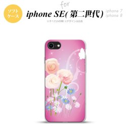 iPhoneSE 2 第二世代 iPhone8&iPhone7 共用 スマホケース 背面カバー ソフトケース 花柄 ミックス C ピンク おしゃれ かわいい かっこいい メンズ レディース nk-ise2-tp282