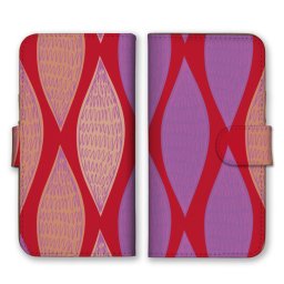 ＼全機種対応／ スマホケース 手帳型 スマホカバー 手帳タイプ スマートフォン ケース カバー 手書き風 網目 デザイン パターン パープル レッド かわいい おしゃれ カードホルダー付き カード収納 合皮 合成レザー