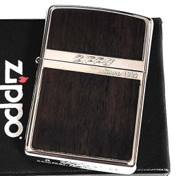 【訳あり】ジッポ ライター ローズウッド ダーク ZIPPO 彫刻 ストライプ ウッド貼り 両面加工 シルバー 銀 かっこいい おしゃれ レディース メンズ