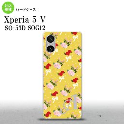 Xperia 5V Xperia 5V スマホケース 背面ケース ハードケース 花柄 バラ リボン 黄 +アルファベット 2023年 10月発売 nk-xp55-263i