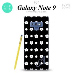 Galaxy Note 9 ギャラクシー ノート9 SC-01L SCV40 スマホケース カバー ハードケース ドット・花柄 黒 イニシャル 対応 nk-note9-341i[スマホ,スマホケース,スマホカバー,ケース,カバー,ジャケット]