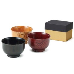 山中塗 欅 汁椀 三色揃 セット 天然木 けやき お椀 山中塗汁椀 食器 漆器 3客 黒 朱 漆塗り 日本製 山中漆器 和食器 東出漆器店