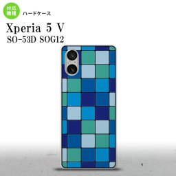 Xperia 5V Xperia 5V 背面ケース カバー ステンドグラス風 おしゃれ スクエア ブルー ステンドグラス風 2023年 10月発売 nk-xp55-sg09