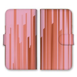 ＼全機種対応／ スマホケース 手帳型 スマホカバー 手帳タイプ スマートフォン ケース カバー ストライプ オレンジ ピンク ランダム パターン かわいい おしゃれ カードホルダー付き カード収納 合皮 合成レザー