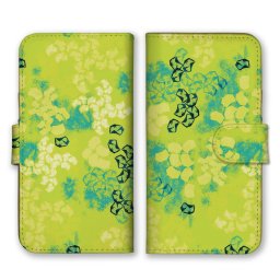 ＼全機種対応／ スマホケース 手帳型 スマホカバー 手帳タイプ スマートフォン ケース カバー 葉 デザイン アート グリーン かわいい おしゃれ かっこいい カードホルダー付き カード収納 合皮 合成レザー