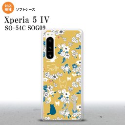 Xperia 5IV Xperia5IV スマホケース 背面ケースソフトケース 猫 花 黄 +アルファベット 2022年 10月発売 nk-xp54-tp1721i
