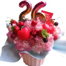 誕生日プレゼント 26歳 26周年 花束風フラワーアレンジメント ご希望数字入り （２ケタまで）記念日 生花使用 恋人 彼女 奥様 妻 ◆結婚記念日 誕生日プレゼント 周年お祝い
