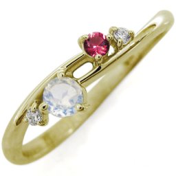 シンプルリング ライン エンゲージリング ロイヤルブルームーンストーン 婚約指輪 18金