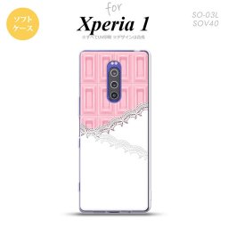 SO-03L SOV40 901SO Xperia 1 スマホケース ソフト カバー チョコ ストロベリー レース ピンク nk-xp1-tp739