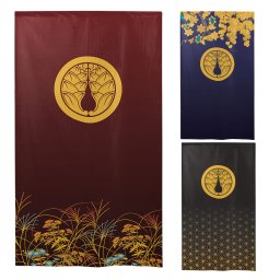 暖簾 のれん 85X150cm 21114 丸に抱茗荷 家紋 日本製 間仕切り カーテン タペストリー 目隠し 玄関 階段 洗面所 キッチン 台所 部屋 仕切り 棚 パントリー