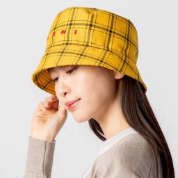 マルニ MARNI CLZC0110S0 UTWA04 帽子 メンズ チェックバケットハット キャップ ロゴ刺繍 ウール アウトドア ブランド ギフト 贈り物 記念 お祝い メイズ M L