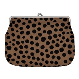 マリメッコ marimekko がま口 ポーチ コスメポーチ マルチポーチ 小物入れ PUOLIKAS KUKKARO ISO Pirput Parput ドット柄ブラック＋ブラウン 045122 890