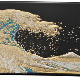 【送料無料】 山中漆器 漆芸バレッタ長角（大）なごみや本舗 波(B）なごみや本舗（工芸品 日本製 ギフト 海外発送可 プレゼント お土産 御礼 お祝 髪留め おしゃれ 和服 着物 日本製 還暦 名入れ可 お中元）なごみや本舗