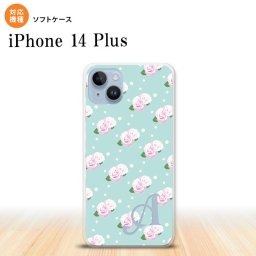 iPhone14 plsu iPhone14 plsu スマホケース 背面ケースソフトケース 花柄 バラ ドット 水色 +アルファベット 2022年 10月発売 nk-i14pl-tp261i