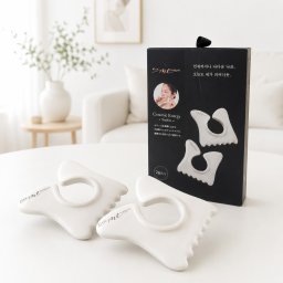 Bloom me セラミックエナジー ダブル かっさ かっさマッサージ フェイス のこぎり ノコギリ 鋸 フェイスケア 陶器 首筋 フェイスライン 首 カッサ 首元 美容 刮莎 かっさプレート マッサージ ほぐす コリほぐし 小顔 リンパ むくみ むくむ 顔 顔回り 顔周り