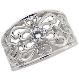 プラチナ・リング・一粒・ダイヤモンドリング・ 0.3ct・指輪・唐草