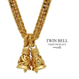 6面カット ダブル喜平ネックレス 18k gp ツインベル クレーンベル ゴールド 18金 仕上げ 鐘 ダブルベル ペンダント メンズ HIPHOP b系 50cm 60cm 男性