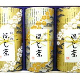 守半海苔 掛川銘茶 缶入深むし茶 (3本 / 箱入) ギフト用 煎茶 贅沢な逸品 お中元 お歳暮 母の日 父の日 贈答 ギフト 手土産
