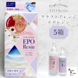 「クラフトアレンジ 新エポレジン 300gセット 5箱」 CHEMITECH ケミテック 接着剤　液体プラスチック　パーツ補修　接着 手作り 資材 ハーバリウム オリジナルグッズ ハンドメイド デコレーション コーティング クラフト アレンジ ケミテック