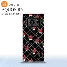 SH-51B AQUOS R6 AQUOS R6 スマホケース ソフトケース 花柄 バラ 編み 黒 +アルファベット メンズ レディース nk-r6-tp267i