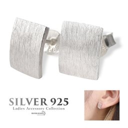 シルバー925 レディースピアス スタッドピアス 小ぶり シンプル 四角形 長方形 図形 silver 銀色 シルバー ホワイト イヤリング 金属アレルギー対応 両耳用 2点セット 女性