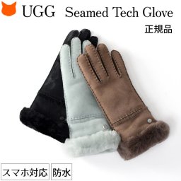 スマホ対応 手袋 レディース UGG 防寒 防水 大人 かわいい 本革 ファー 付き レザー ショート 手袋 アグ 暖かい ブラック 黒 グレー ミスト ブラウン 秋 冬 おしゃれ Sheepskin Seamed Glove シープスキン シームド グローブ スマートフォン 対応 通勤 ブランド プレゼント