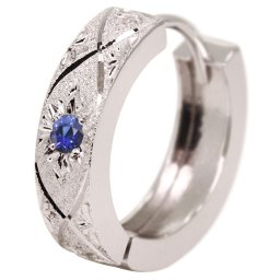 フープピアス プラチナ メンズ ピアス フープ 片耳用 誕生石 9月 サファイア 中折れ式 金属アレルギー対応 父の日 2024