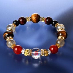 一発的中・大当たりブレス [ 白水晶 黄水晶 金針水晶 虎目石 赤虎目石 青虎目石 赤メノウ ロンデル ラインストーン 金運財運 願望成就 勝負運 大宝八幡宮 祈祷 国内産 日本産 送料無料 ]