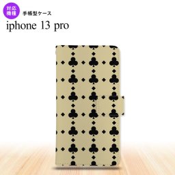 iPhone13 Pro iPhone13Pro 手帳型スマホケース カバー トランプ クラブ ベージュ 黒 iPhone13 Pro専用 nk-004s-i13p-dr533