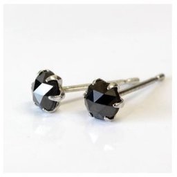 【送料無料】プラチナ900 ローズカット ブラックダイヤモンドピアス 0.5ct