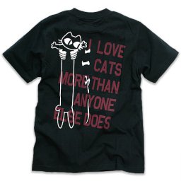 猫 ねこ おもしろ かわいい Tシャツ LOVE CAT ( PK Ver ) ( ブラック ) | ネコ 猫柄 猫雑貨 | メンズ レディース 半袖 | おしゃれ 親子 ペアルック プレゼント | 大きいサイズ 【メール便】 SCOPY / スコーピー