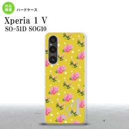 Xperia 1V Xperia 1V スマホケース 背面ケース ハードケース 花柄 バラ ドット 黄 +アルファベット 2023年 6月発売 nk-xp15-242i