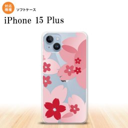 iPhone15 plus iPhone15 plus スマホケース 背面ケースソフトケース 花柄 サクラ B 赤 2023年 9月発売 nk-i15pl-tp056