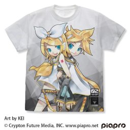 鏡音リン・レン フルグラフィック  Tシャツ ホワイト Sサイズ