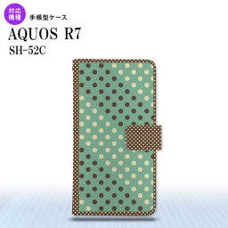 SH-52C AQUOS R7 手帳型スマホケース カバー ドット 水玉 ミント 茶  nk-004s-r7-dr1646
