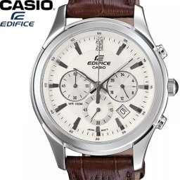CASIO カシオ EDIFICE エディフィス クロノグラフ クォーツ 腕時計 ウォッチ メンズ 男性 ホワイト レザー efr-517l-7av