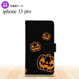 iPhone13 Pro iPhone13Pro 手帳型スマホケース カバー ハロウィン カボチャスタンプ 黒 iPhone13 Pro専用 nk-004s-i13p-dr404