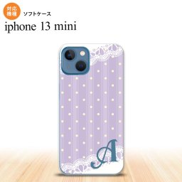 iPhone13mini iPhone13 mini ケース ソフトケース ドット レース C 薄紫 +アルファベット iPhone ミニ 5.4インチ  おしゃれ かわいい メンズ レディース キッズ デザインたくさん nk-i13m-tp1614i
