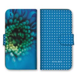 ＼全機種対応／ スマホケース 手帳型 スマホカバー 手帳タイプ スマートフォン ケース カバー ドット柄 花 ブルー アート ビビッド おしゃれ かっこいい カードホルダー付き カード収納 合皮 合成レザー