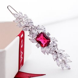 ヘアピン キュービックジルコニア ホワイト ブルー グリーン レッド 真鍮 シルバー エメラルドカット 大粒 4本爪 きれいめ モチーフ フラワー 花 f14060707
